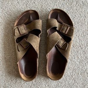 Birkenstock Tan Light Brown Arizona Sandals Size 44 Men's 11 Suede Leather